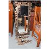 Image 1 : MCM Syroco Dart Brutalist wall mirror with pair of matching candle sconces, mirror outside dimension