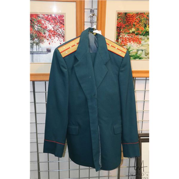 Russian Lt. Col. uniform including coat, cap, tie, pants and belt plus fur Russian fur hat