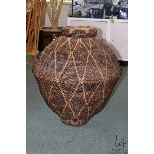 Large woven snake charmers lidded basket 28" in height
