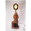 Image 2 : Vintage Old Salty Fisherman lamp with amber pressed lantern