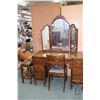 Image 1 : Selection of mid 20th century furniture including double pedestal vanity with swing mirror and cabri