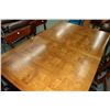 Image 2 : Semi contemporary Oriental style dining table with marquetry top, 69" X 44" plus two 15" skirted ins