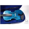 Image 3 : Menzel hand crafted full size student violin in electric blue with bow, fitted case and accessories
