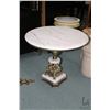 Image 1 : Retro marble and cast metal cherub base pedestal occasional table, 21" H X 24" D