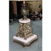 Image 2 : Retro marble and cast metal cherub base pedestal occasional table, 21" H X 24" D
