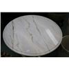 Image 3 : Retro marble and cast metal cherub base pedestal occasional table, 21" H X 24" D