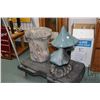 Image 1 : Concrete log motif stool 16" in height and a mushroom garden ornament