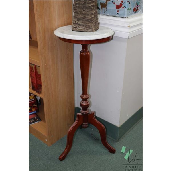 Marble top center pedestal fern/ statuary stand, 36" H X 14" D