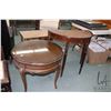 Image 1 : French provincial style round table with glass top protector, 23" H X 26" D and semi contemporary si