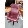 Image 1 : Modern swivel office with burgundy upholstery and nailhead decoration