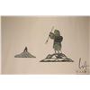 Image 1 : Lipa Pitsiulak, Pangnirtung, framed stonecut print "Man Going Fishing" marked in syllabics, overall 