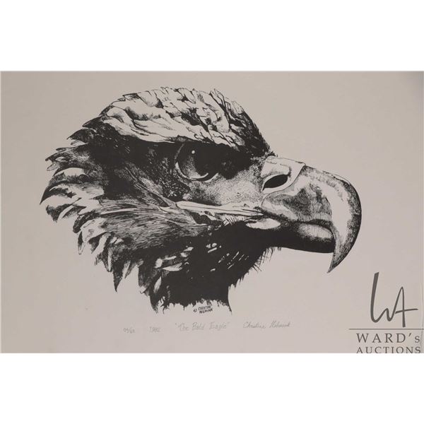 Christine Helmink, framed limited edition print titled " The Bald Eagle" 04/65, pencil signed by art