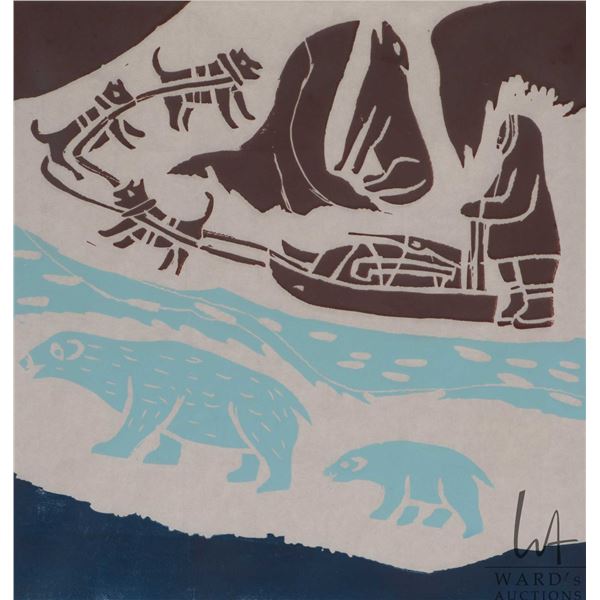 Balatak, framed limited edtion block print titled " Wolf Howl" 5/50, overall dimensions including fr