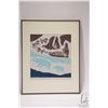 Image 2 : Balatak, framed limited edtion block print titled " Wolf Howl" 5/50, overall dimensions including fr