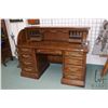 Image 1 : Semi contemporary double pedestal C-Curve roll top desk with fitted pigeon hole interior, made by Ja