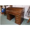 Image 4 : Semi contemporary double pedestal C-Curve roll top desk with fitted pigeon hole interior, made by Ja