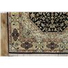 Image 2 : Hand woven wool and silk Kashmir area carpet with center medallion, floral design and highlights of 