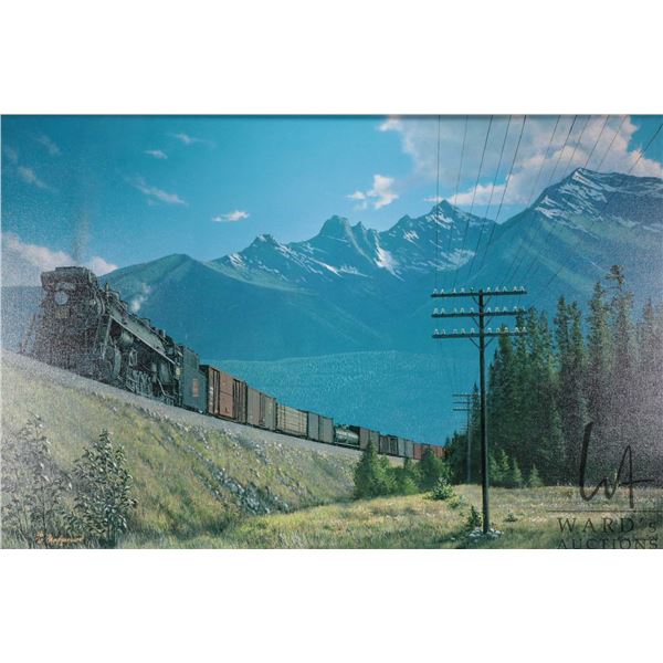 Max Jacquiard, limited edition framed print titled " Near Tete Jaune", 26/60, overall dimensions inc
