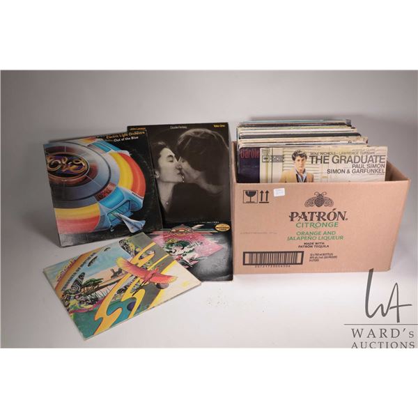 Box of 33 1/3 LP albums including Lighthouse, ELO, The Graduate soundtrack etc.