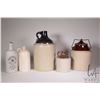 Image 1 : Five pieces of vintage stoneware including jugs, lidded bean pot etc.