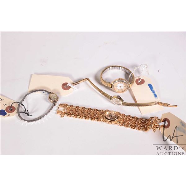 Four ladies vintage wrist watches including Vendome 17 jewel, working at time of cataloguing plus tw