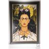 Image 2 : Framed self portrait print of Frido Kahlo titled "Thorn Necklace and Hummingbird" overall dimensions