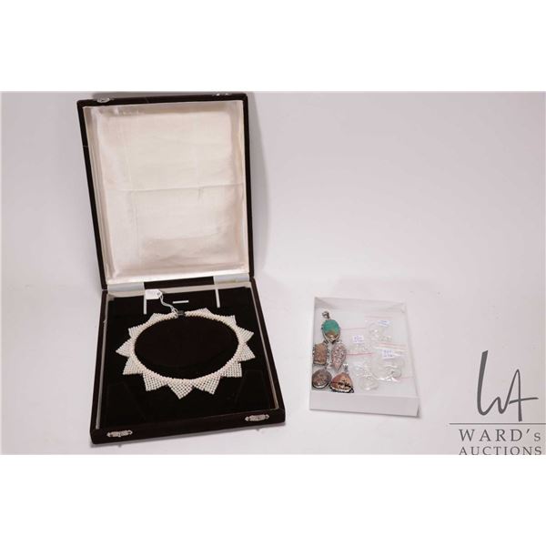 Selection of jewellery five marked .925 including 16" neck chains and stone pendants and a boxed cul