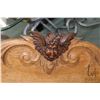 Image 2 : Vintage wicker stool, 19" H X 14" D and a cherub motif sideboard topper, 36" wide