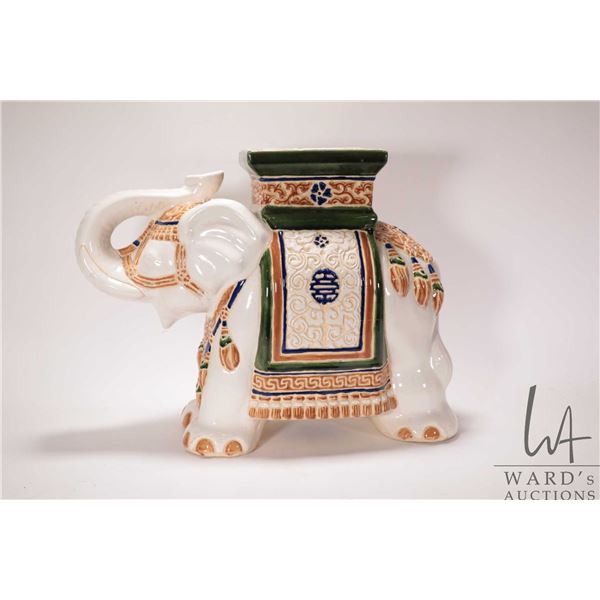 Asian elephant ceramic garden stool 17" in height