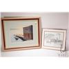Image 1 : Ken Hanson, two framed original watercolour paintings, each figuring boat and box including 10" X 12