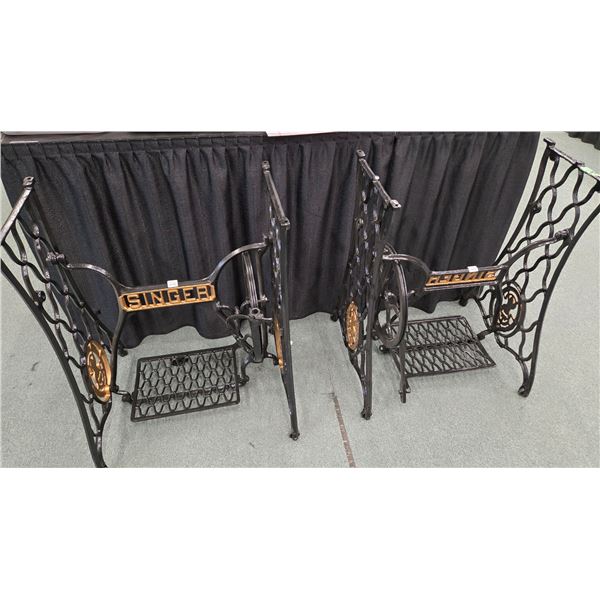 Two Singer treadle sewing machine cast iron bases