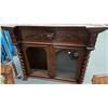 Image 2 : Antique chest on chest hutch with doors and two drawer base and double glazed top section. Ornately 
