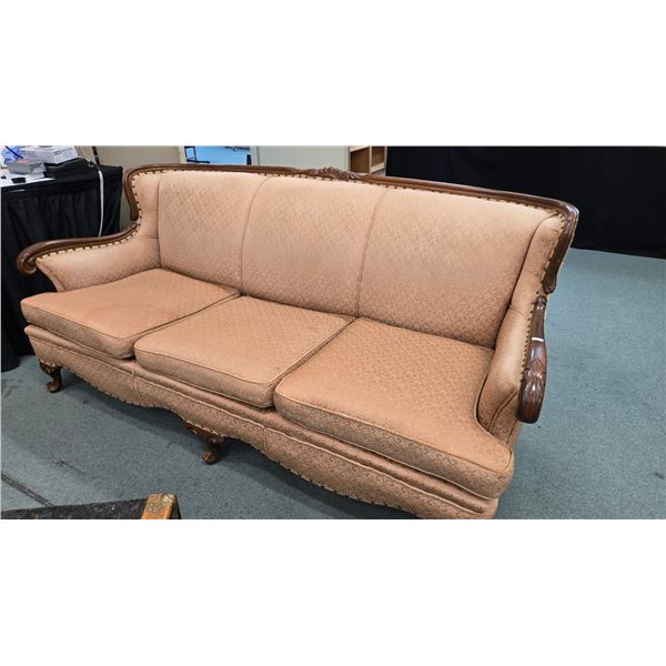 Antique two pieces 1940's era living room suite including full size 73" sofa and matching chair with