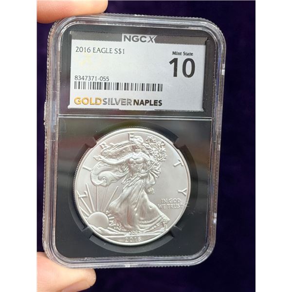 AMERICAN SILVER EAGLE - 2016 - NGCX MINT STATE 10!