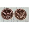 Image 2 : COPPER BULLION ROUNDS - HALF DOLLAR REPLICAS - ONE AVDP OUNCE .999 FINE COPPER EACH - LOT OF 2