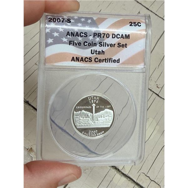 SILVER PROOF STATE QUARTER - UTAH 2007S - PR70