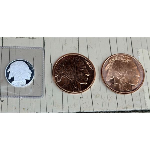 SILVER BULLION ROUND - 1/4 OUNCE .999 SILVER (X1); COPPER BULLION ROUNDS - ONE AVDP OUNCE .999 FINE 