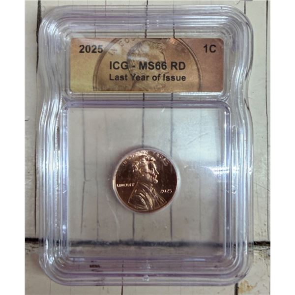 LINCOLN PENNY 2025 - MS66RD - LAST YEAR OF ISSUE