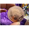 Image 8 : INDIAN HEAD CENT - 1907 24KT GOLD ACCENTS AND BLACK RUTHENIUM FINISHED; COPPER ROUND - ONE AVDP OUNC