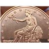 Image 9 : COPPER ROUNDS - ST GAUDENS AND TRADE DOLLAR -  ONE AVDP OUNCE .999 FINE COPPER (X2)