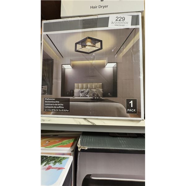 Brand New Modern Black Square Cage Ceiling Light Fixture — 1 Pack