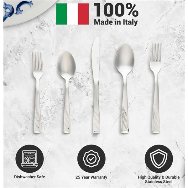 Brand New Italian Stainless Steel 20 Piece Flatware Set