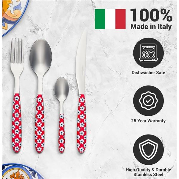 Brand New Nilu Decor Italian Stainless Steel 24 Piece Set | Made in Italy