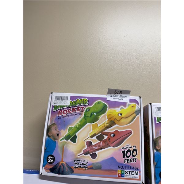 Dinosaur Rocket Kid Powered Rocket Set — 3 Dino Rockets + Volcano Launcher