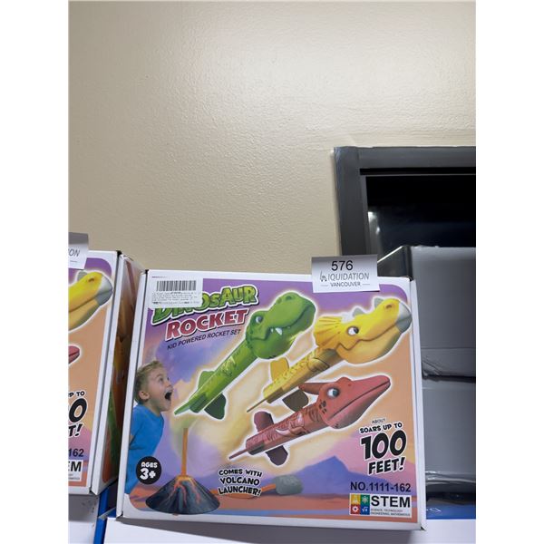 Dinosaur Rocket Kid Powered Rocket Set — 3 Dino Rockets + Volcano Launcher