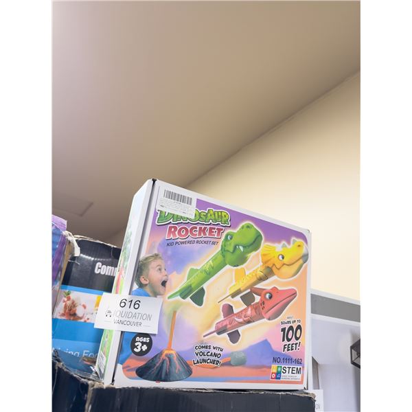 Dinosaur Rocket Kid Powered Rocket Set — 3 Dino Rockets + Volcano Launcher
