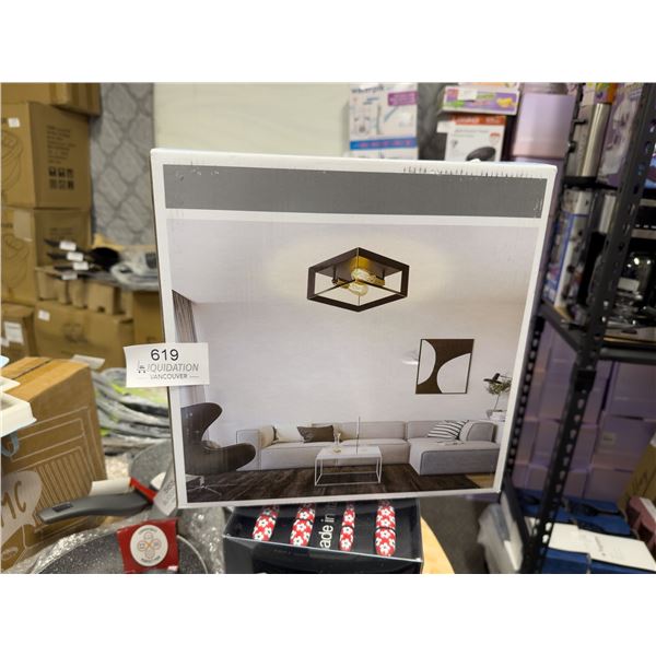 Industrial Black Square Cage Flush Mount Ceiling Light
