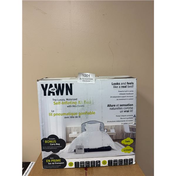 YAWN Air Luxury Twin Self-Inflating Air Bed with Headboard — New in Box