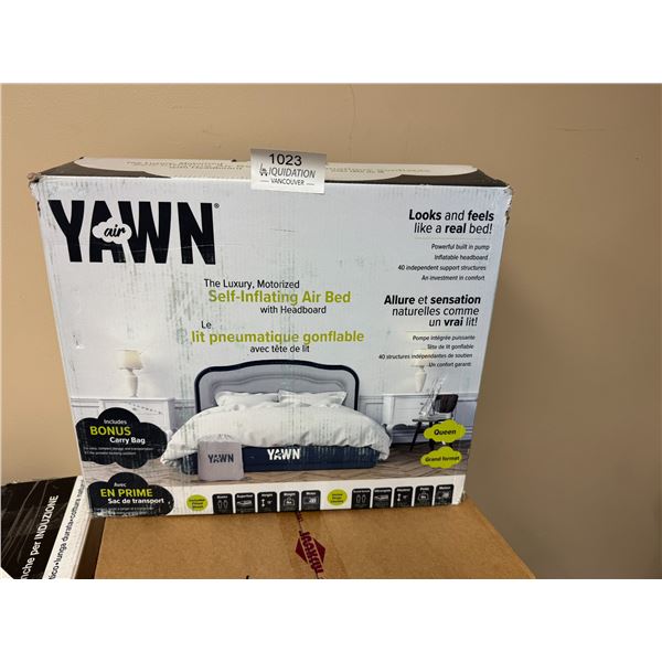YAWN Air Luxury Queen Self-Inflating Air Bed with Headboard — New in Box