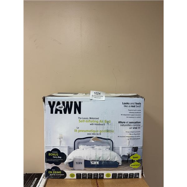 YAWN Air Luxury Queen Self-Inflating Air Bed with Headboard — New in Box